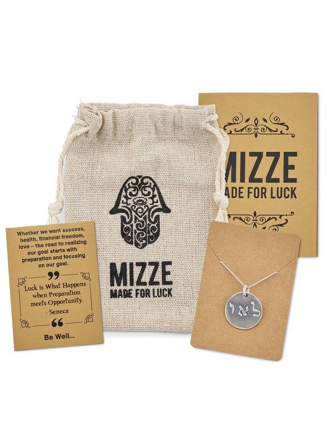 MIZZE Made for Luck Positive Energy Coin Amulet Pendant In Sterling Silver On 19.5" Box Chain Necklace With Spring Ring Clasp For Men And Women - Image 1