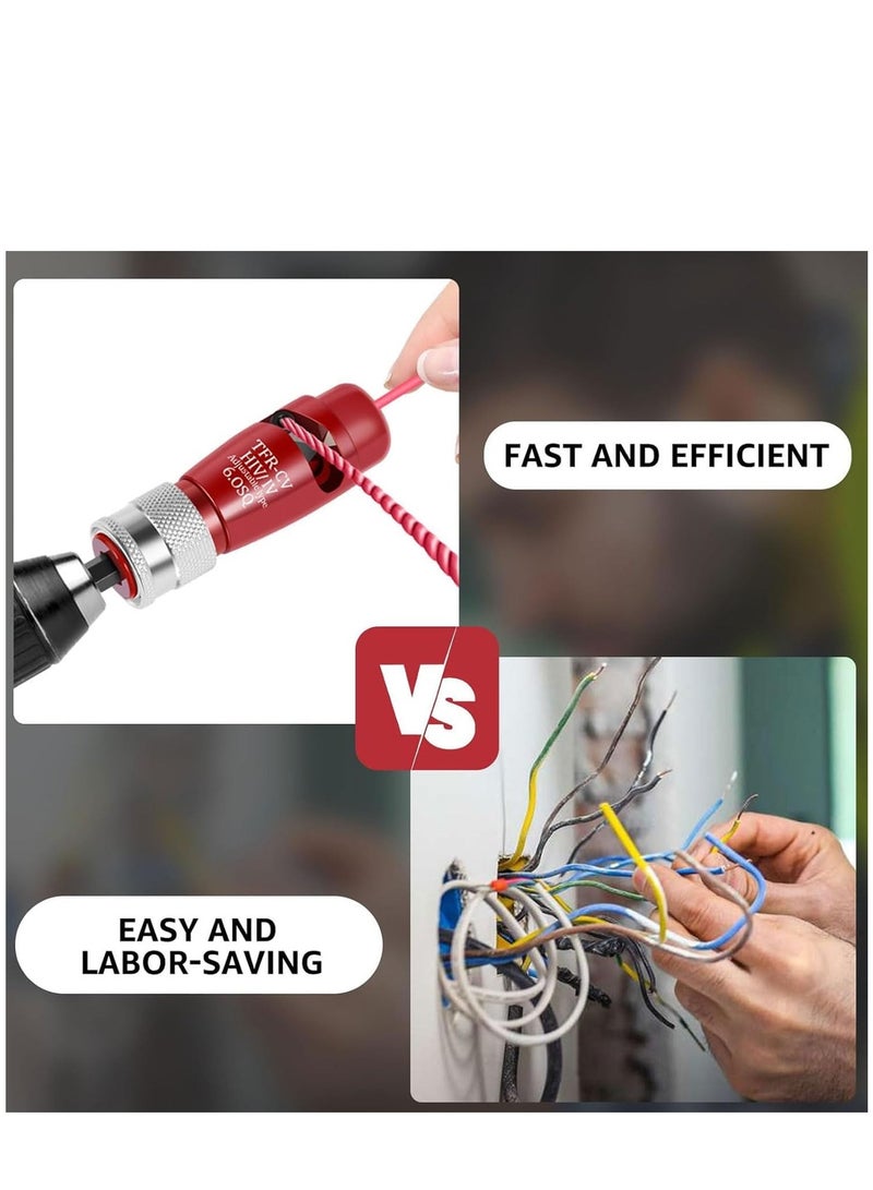 SYOSI مجموعة أدوات تجريد الأسلاك Twist وCable, أداة تجريد Twist كابل من سبائك الألمنيوم العالمية مع مفتاح, أداة احترافية محمولة لتدوير المكسرات الأسلاك لمثقاب الطاقة, تجريد سريع للكابل ووصلات - Image 3