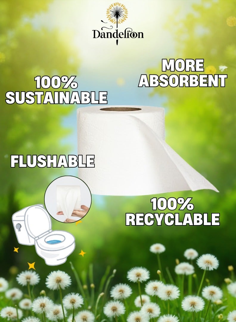 دانديليون كومفورت ورق تواليت 2 طبقة، 10 لفات × 400 ورقة - يدوم طويلا - أبيض - Image 4