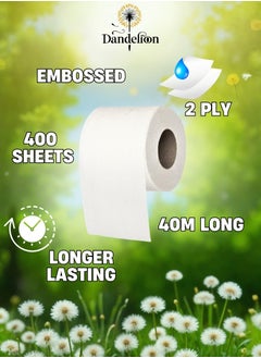 Dandelion Comfort Toilet Paper 2 Ply, 10 Rolls x 400 Sheets - Longer Lasting - White  - Image 3