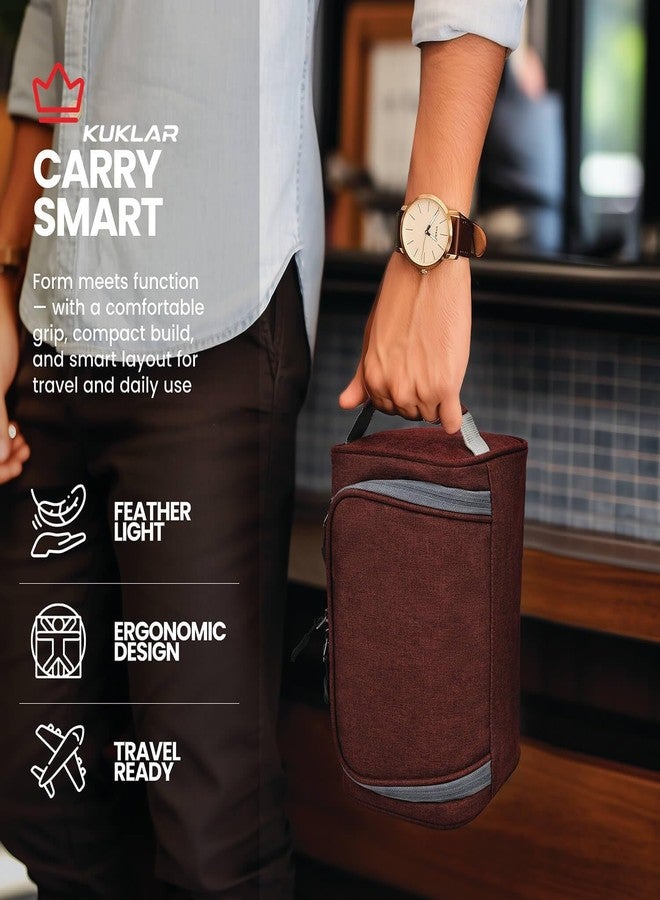 KUKLAR Large Travel Toiletry Bag for Men, Water-Resistant Canvas Dopp Kit with Front Zipper Pocket, Portable Bathroom Hygiene & Grooming Organizer Bag for Vacation & Gym(Maroon) - Image 3