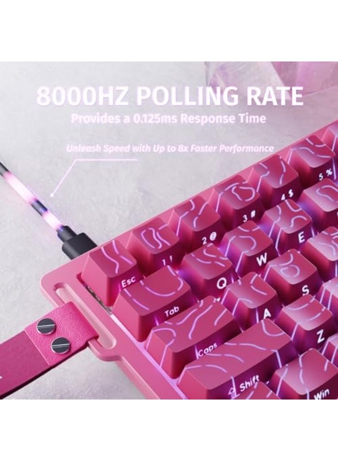 X68 HE 8000Hz Rapid Trigger Keyboard, 0.01mm RT Accuracy Wired Gaming Keyboard with Magnetic Switch, Adjustable Actuation, Rapid Trigger, Snap Tap, RGB Lighting for PC/Mac, Pink Contours - Image 3