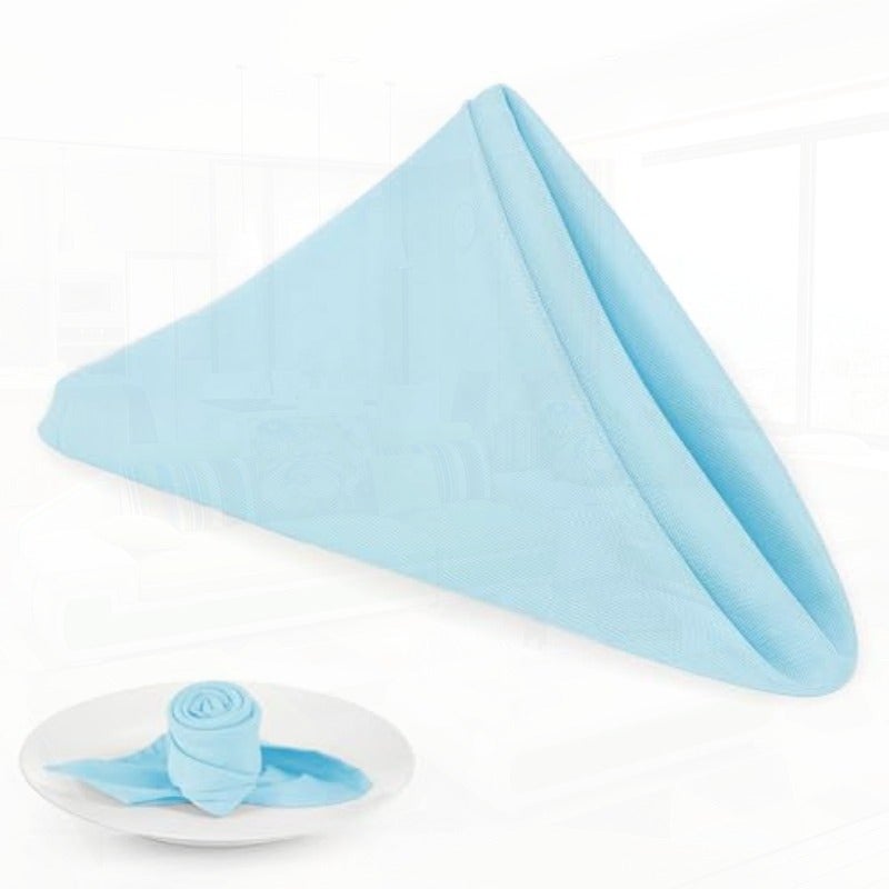 PLOYMONO Baby Blue Cloth Napkins - 8 Pack 17"x17" Polyester Dinner Napkins Heavy Duty 180 GSM Cloth Napkins with Hemmed Edges - Great for Restaurants Weddings Parties Banquets Dinner - Image 1