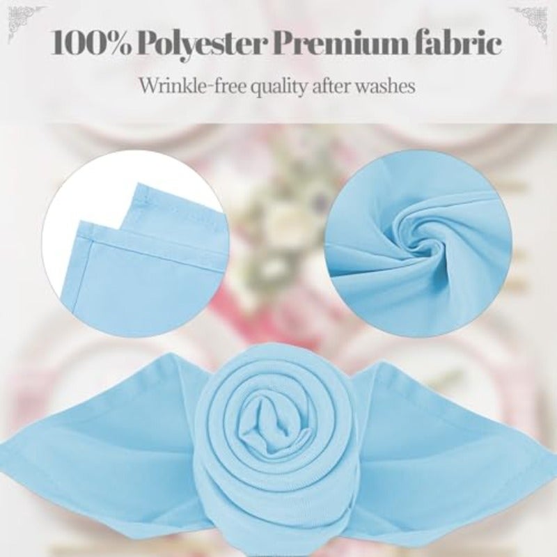 PLOYMONO Baby Blue Cloth Napkins - 8 Pack 17"x17" Polyester Dinner Napkins Heavy Duty 180 GSM Cloth Napkins with Hemmed Edges - Great for Restaurants Weddings Parties Banquets Dinner - Image 3