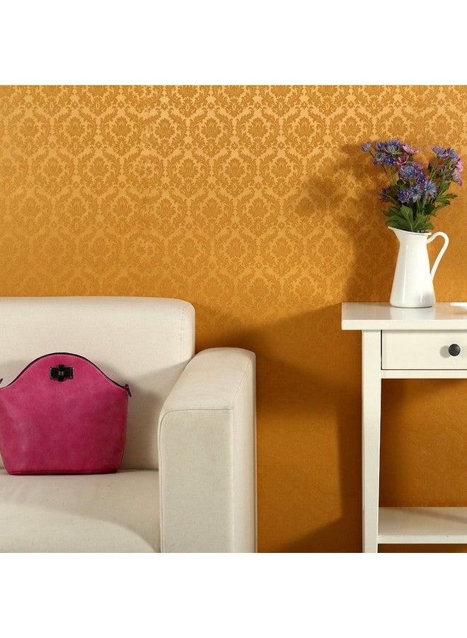 Wolpin Wall Stickers Wallpaper Living Room, Bedroom, Textured Embossed Decal Floral Home Interior Decoration, DIY Self Adhesive, Gold Damask - Image 2