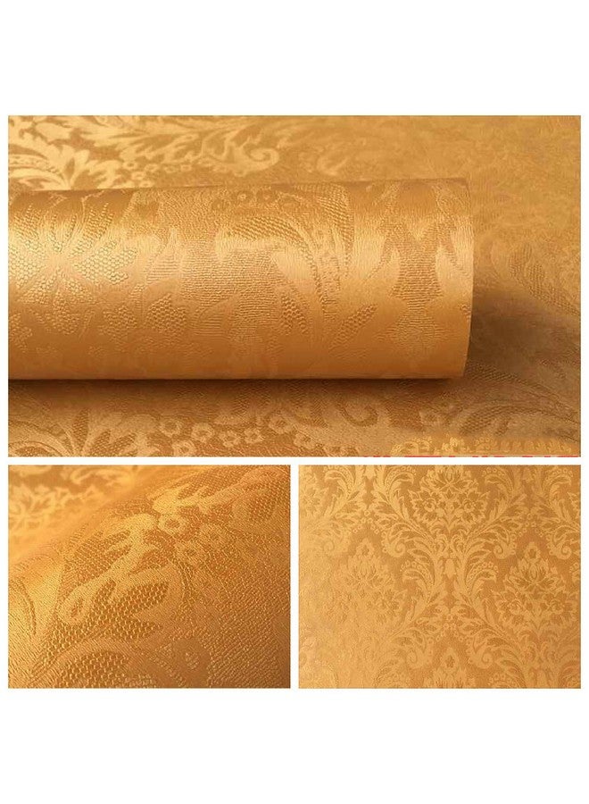 Wolpin Wall Stickers Wallpaper Living Room, Bedroom, Textured Embossed Decal Floral Home Interior Decoration, DIY Self Adhesive, Gold Damask - Image 4