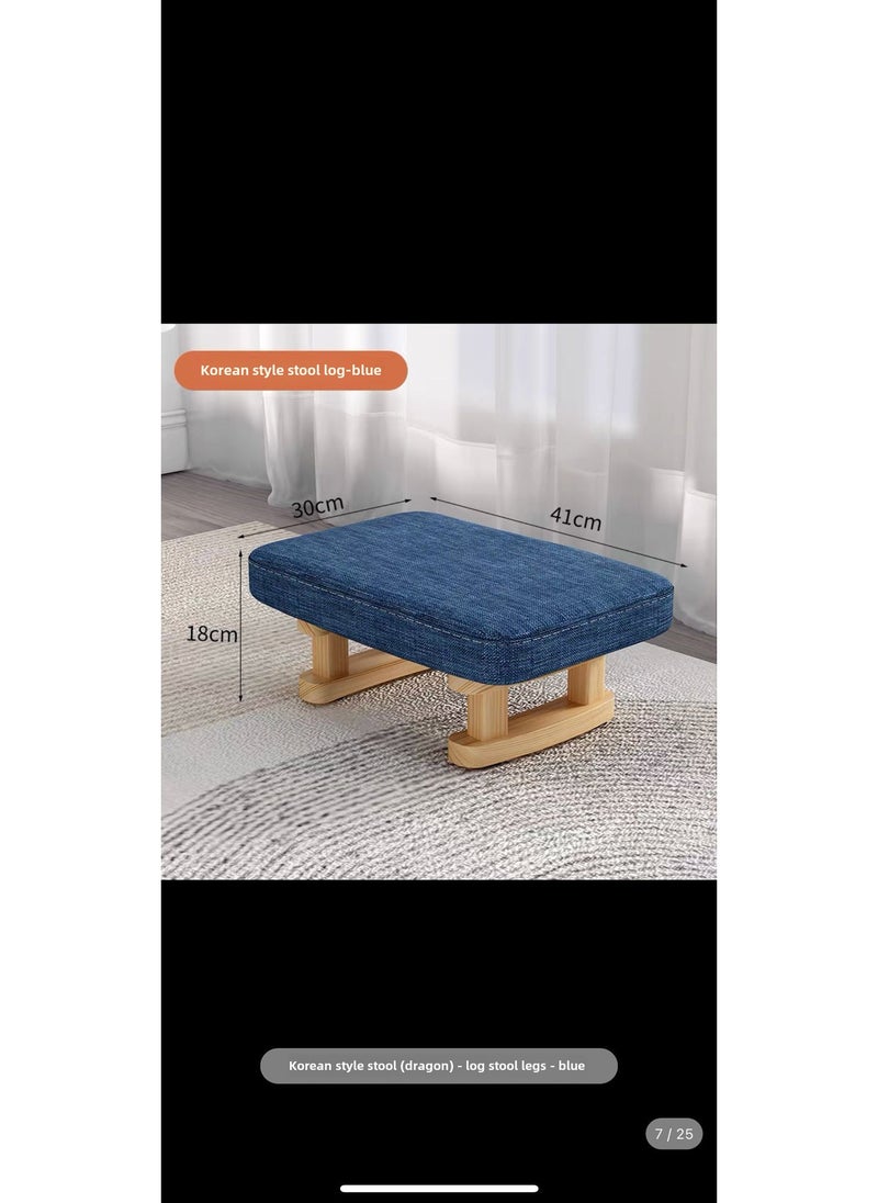 Generic - Creative Wooden Stool Upholstered Footrest Blue - Image 1