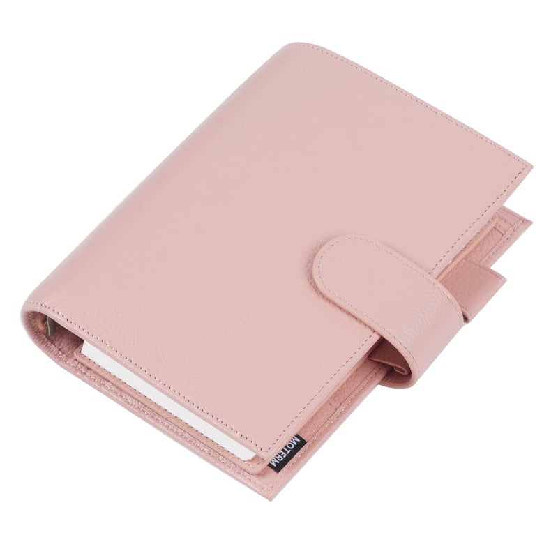 Moterm Personal Luxe Rings Planner - Genuine Leather Binder Organizer (30mm Ring, Pebbled-Dusty Rose) - Image 1