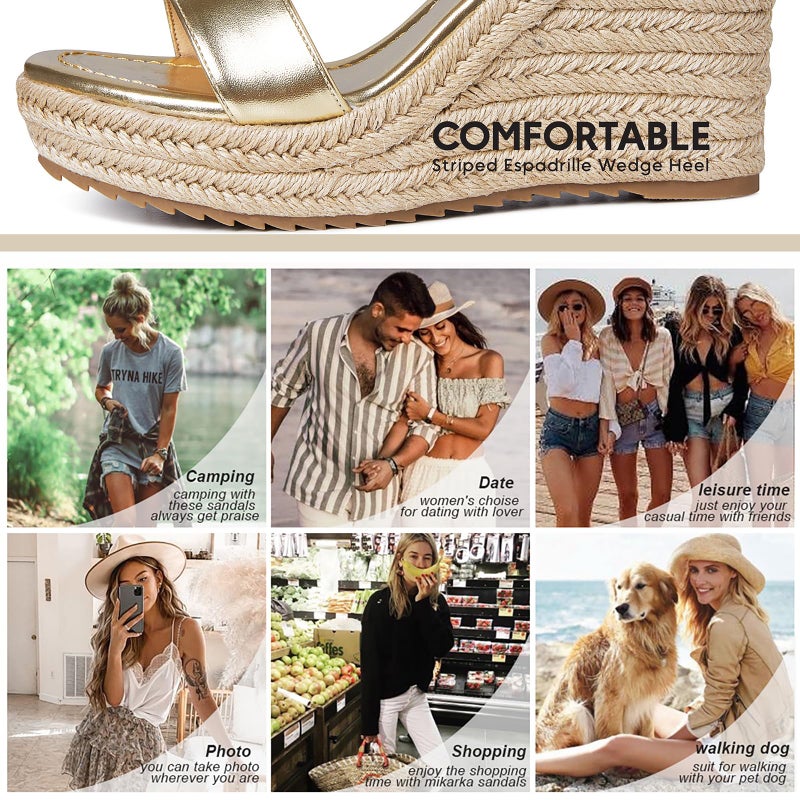 mikarka Women's Espadrille Wedge Sandals: Ankle Strap Platform Open Toe Wedges - Stylish High Heel Dressy Summer Wedges for Women, Inspired by Espadrilles - Image 5
