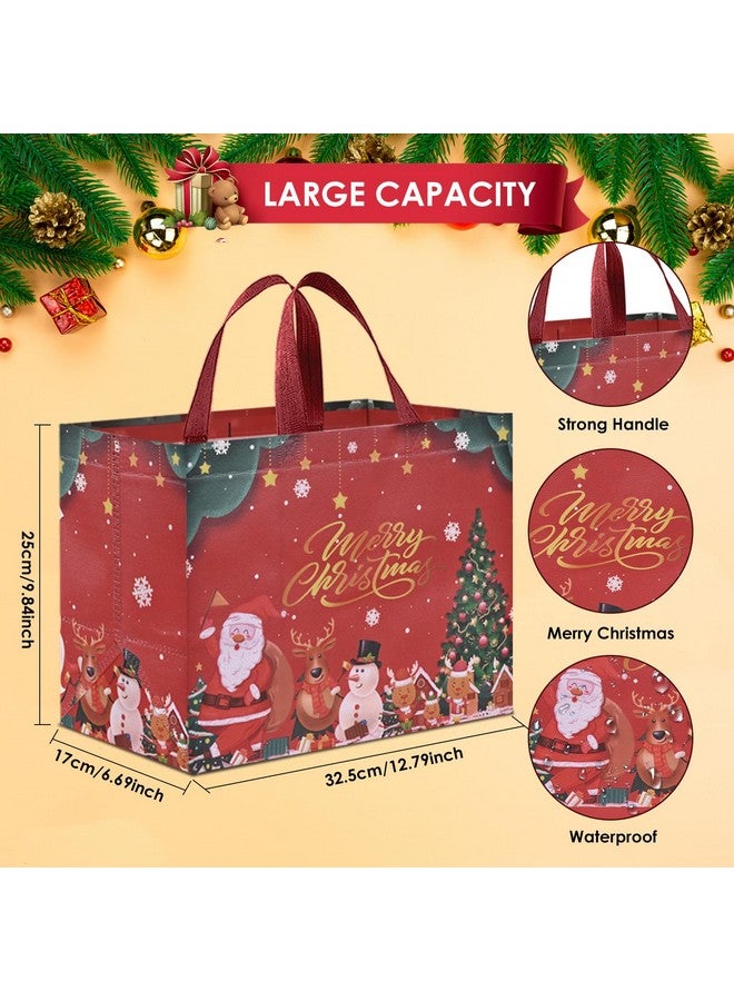 AhfuLife 16Pcs Large Christmas Gift Bags, 12.8''X 9.8''X 6.7'', Christmas Tote Bags With Handles, Reusable Non-Woven Christmas Shopping Bags For New Year, Xmas'S Party Supplies Decorations - Image 2