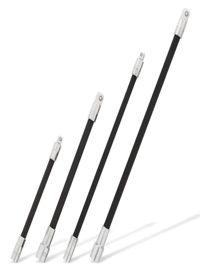 ABN Flexible Socket Extension Cables - 4pc Flex Socket Extension Bar Set 1/4in and 3/8in Drive Light Impact Extender - Image 1