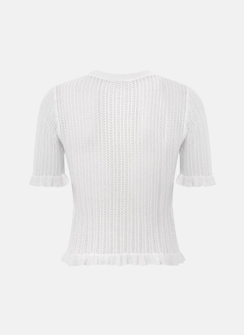 Lichi  Openwork jersey top with short sleeves for Women | Best Price UAE
