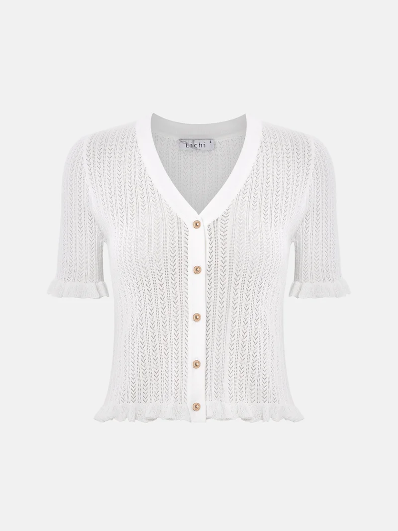 Lichi Openwork jersey top with short sleeves