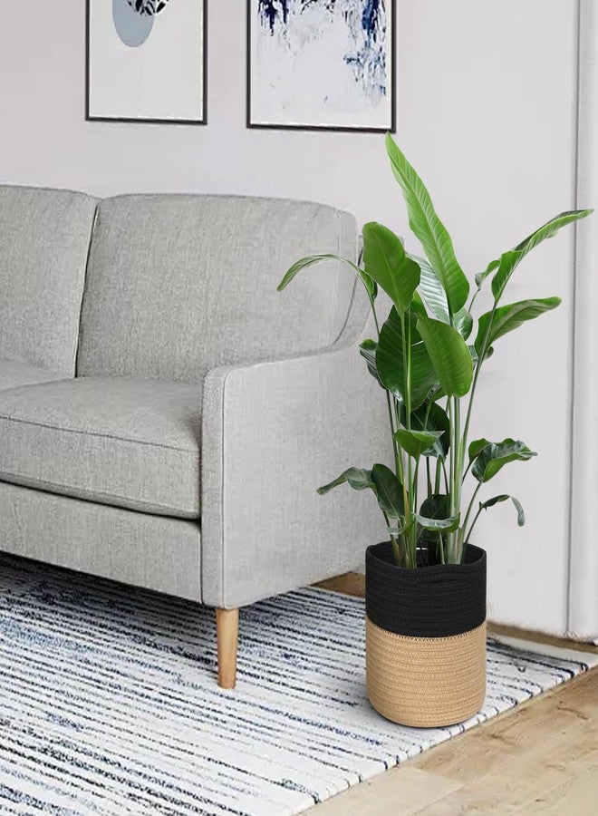 MEGASKET Wicker Plant Basket Indoor, 8"x8"x8" Jute Spliced Cotton Rope Basket Planter up to 7" Pot, Modern Woven Flower Tree Pots Cover, Small Floor Indoor Planters, Home Decor Storage Bin - Image 3
