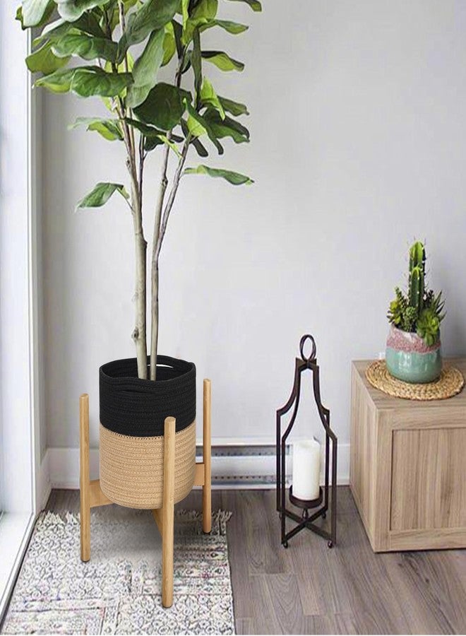 MEGASKET Wicker Plant Basket Indoor, 8"x8"x8" Jute Spliced Cotton Rope Basket Planter up to 7" Pot, Modern Woven Flower Tree Pots Cover, Small Floor Indoor Planters, Home Decor Storage Bin - Image 5