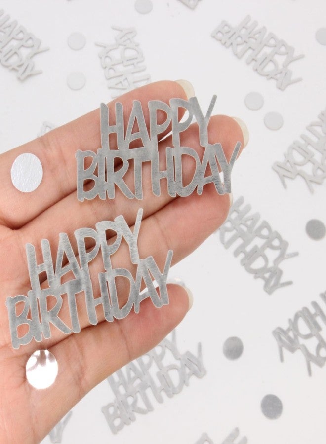 Blopee Birthday Confetti, Silver Confetti for Happy Birthday Table Decorations, 270 PCS Silver Happy Birthday Confetti for Silver Birthday Party Decorations - Image 2