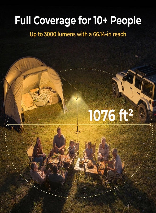 BougeRV Telescopic Camping Light, 15600mAh Rechargeable Lantern, Portable Camping Light, 1000x3 Lumens Rotatable Camping Light for Tent, Emergency, Outdoor, IPX5 Water Resistant, Black(2026 New) - Image 3