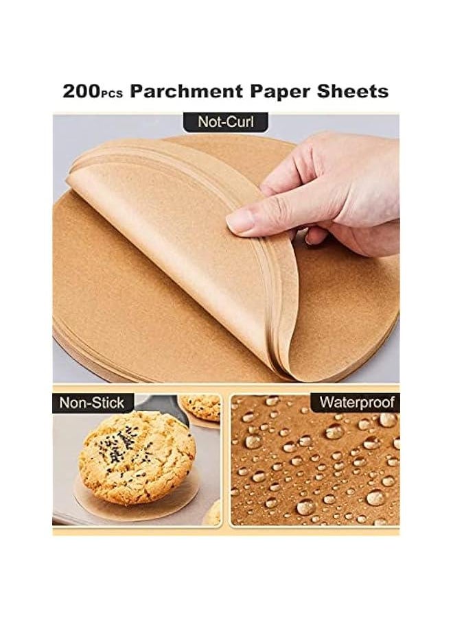 200 Parchment Paper Baking Paper15CM Hamburger Patty PaperGrease Resistant Waxed Butcher PaperNonStick Baking Parchment for GrillingSteamingAir FryerBreadCakeCookieBrown