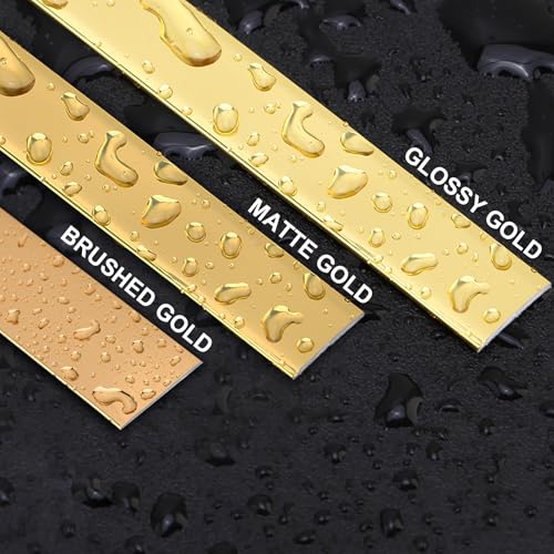 Soengsau Brushed Gold Finish Molding Trim 1968L x 04W Peel and Stick Decoration Strip for Ceiling Wall Tile Edge Furniture Cabinet Mirror - Image 3