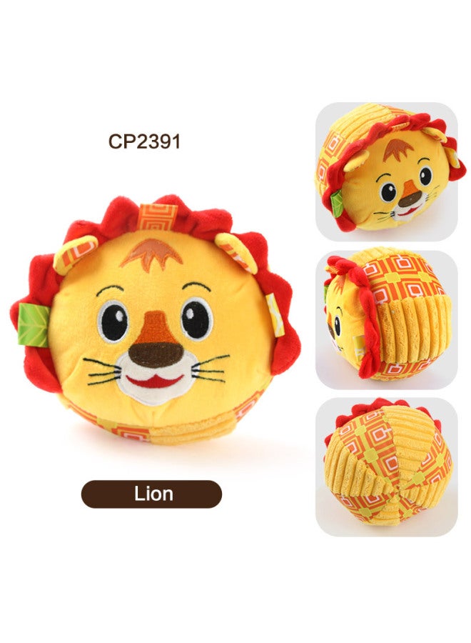 لعبة ألغاز كرتونية للأطفال، خشخشة معرفية، كرة مهدئة، دمية ناعمة على شكل حيوان من القطيفة، لعبة كرة محمولة باليد - اللون: BBCP2391 (أسد) - Image 1