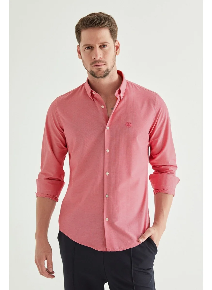 دي أس دامات Slim Fit Fuchsia Gingham Shirt 8HC02ORT10265