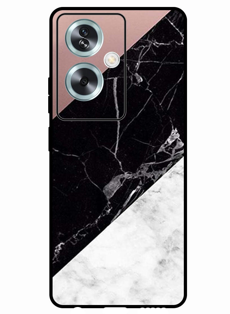 Theodor Protective Case Anti Scratch Shock Proof Bumper Cover For Oppo A79 5G Hite & Black Marble Top Is Plain - Image 1
