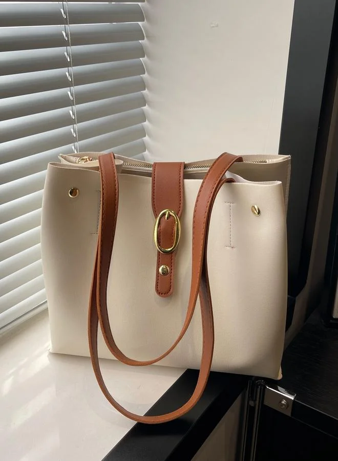 تايك تو White Shoulder Bag with Button Closure