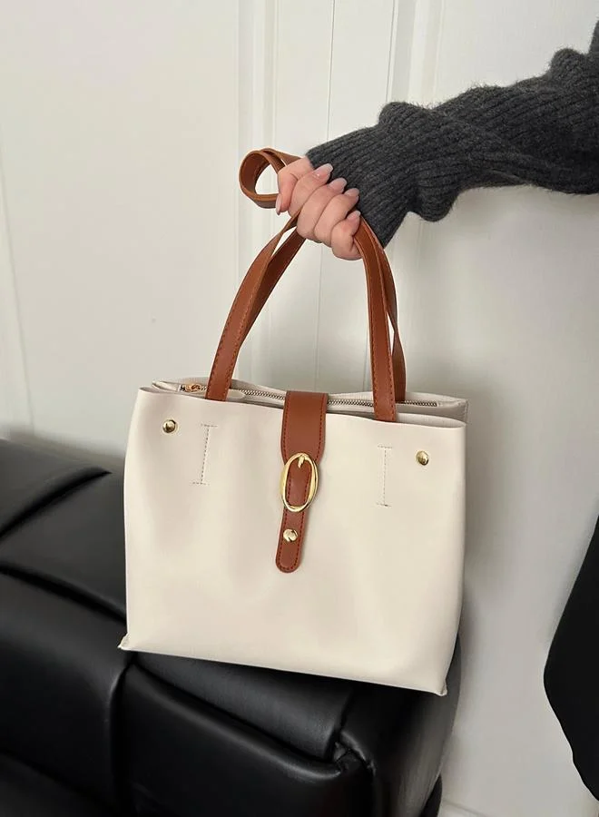 تايك تو White Shoulder Bag with Button Closure