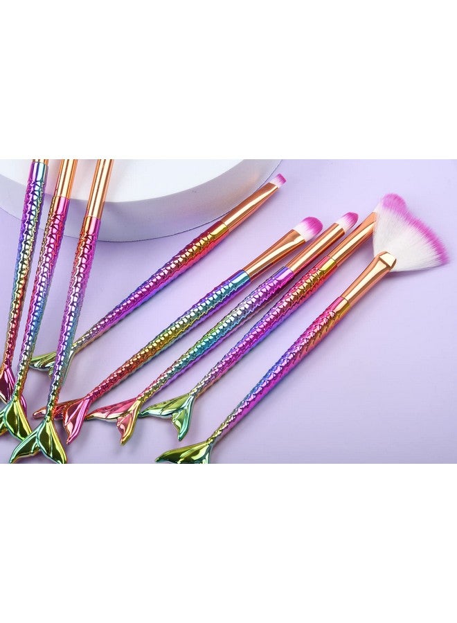 Tenmon 10 Pcs Mermaid Eye Makeup Brushes Set, Professional Eyeshadow Makeup Brushes Set With Soft Synthetic Hairs For Eyeshadow, Concealer, Eyeliner, Brow Blending, Highlighter Brush Tool - Image 3