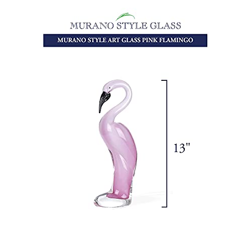 Badash Murano-Style Art Glass Pink Flamingo Figurine - 13" Tall Decorative & Handmade Mouth-Blown Sculpture Design - for Home Decor & Gift Idea for Any Occasion - Image 3