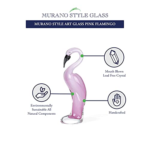 Badash Murano-Style Art Glass Pink Flamingo Figurine - 13" Tall Decorative & Handmade Mouth-Blown Sculpture Design - for Home Decor & Gift Idea for Any Occasion - Image 2