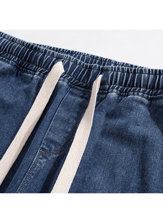 Glm Fleece-lined Men's Denim Jeans Winter Trendy Straight-leg Pants Casual Loose Fit Black Fleece-lined 2XL - Image 4