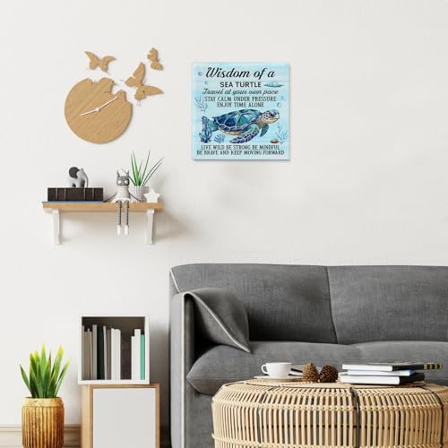 VAHATAN Sea Turtle Decor Inspirational Wall Decor for Office Bedroom Living Room Bathroom Home Decorations, Sea Turtle Wall Art Gifts for Turtles Lovers, Framed Posters Beach Themed Decoration, 8 x 8 Inches - Image 5