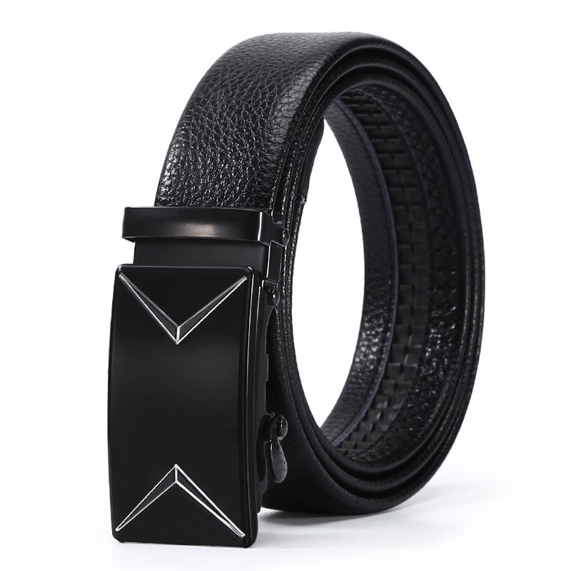New mens business belt high-end pu hemming litchi fashion belt automatic iron buckle head stall wholesale Z0094 Section II 