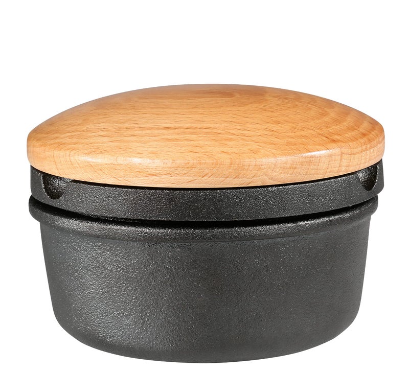 Zassenhaus Zassenhaus Cast Iron Spice Grinder Set with Beech Wood Lid Spice Mill Herb and Seed Grinder Black XL 54 Diameter