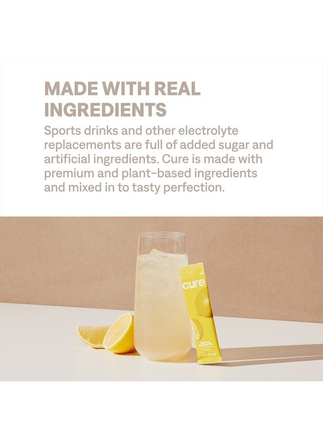 Cure Hydration Plant-Based Electrolyte Drink Mix | No Added Sugar | FSA & HSA | Dehydration Relief Powder Made with Coconut Water | Non-GMO | Vegan | Box of 8 Packets - Lemonade - Image 5
