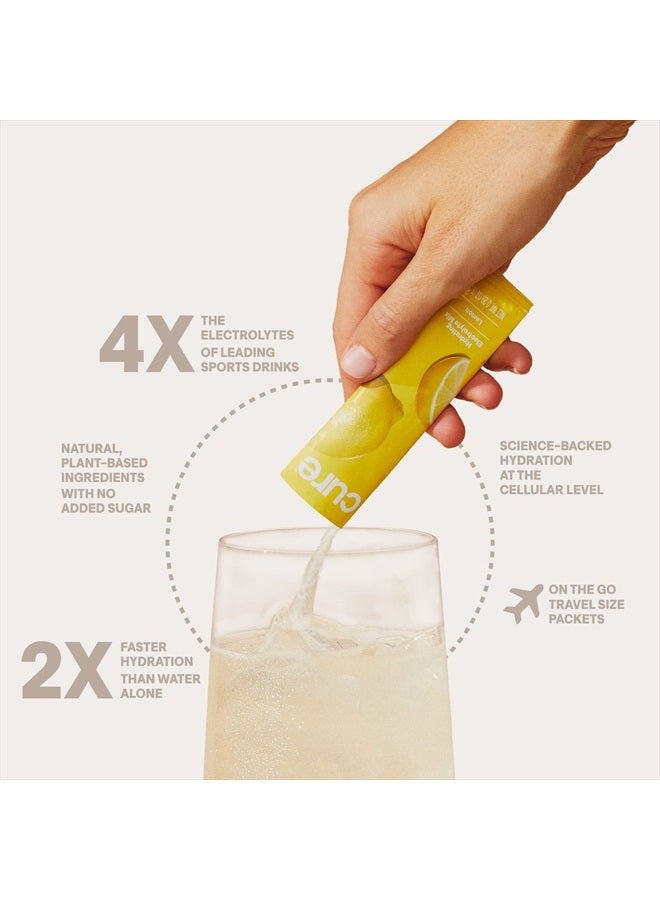 Cure Hydration Plant-Based Electrolyte Drink Mix | No Added Sugar | FSA & HSA | Dehydration Relief Powder Made with Coconut Water | Non-GMO | Vegan | Box of 8 Packets - Lemonade - Image 3