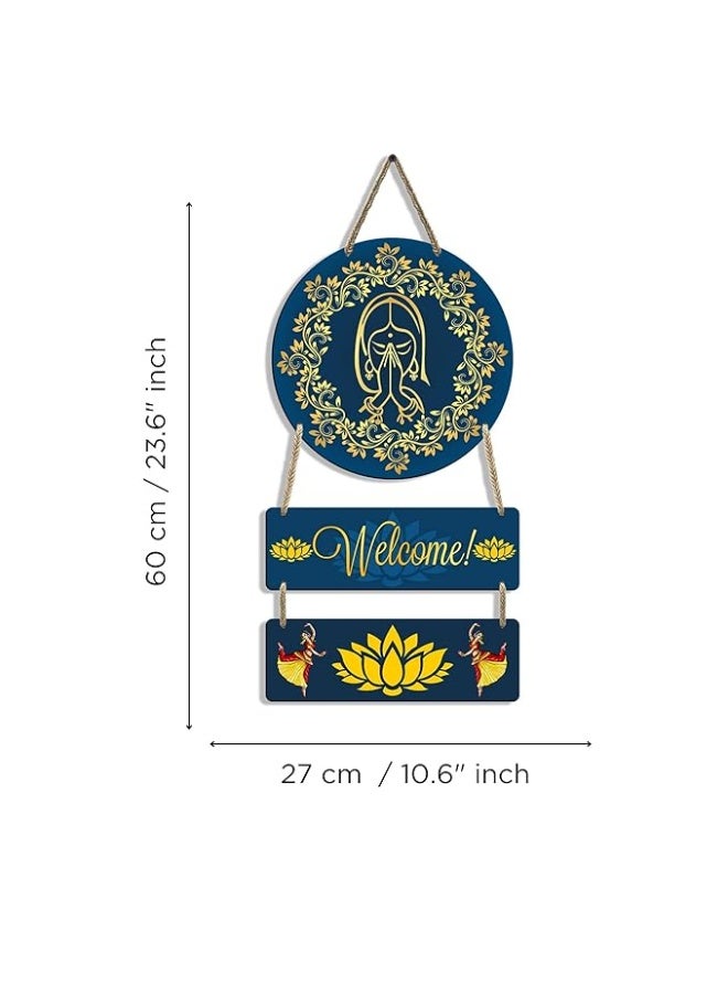 eCraftIndia Namaste Lady Welcome Wooden Wall Hanging Decor| Door Hanging Decorative Item| Home Decor Item | Wall Hanging for Living Room Bedroom Home Decoration Office | Wall Art Gift for Housewarming - Image 4