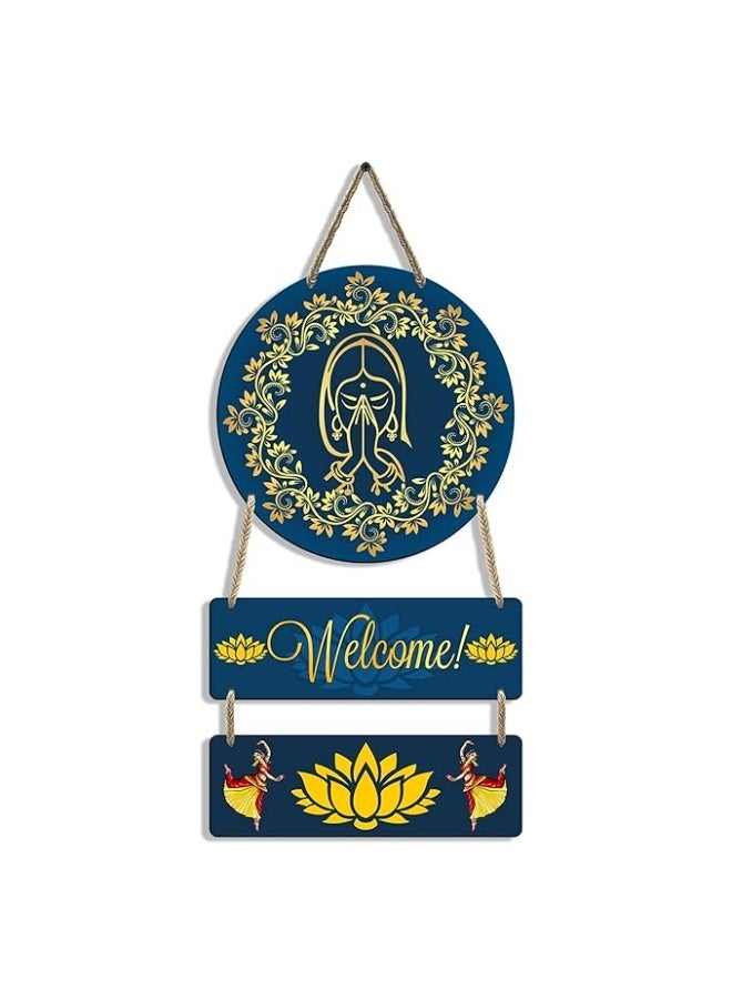 eCraftIndia Namaste Lady Welcome Wooden Wall Hanging Decor| Door Hanging Decorative Item| Home Decor Item | Wall Hanging for Living Room Bedroom Home Decoration Office | Wall Art Gift for Housewarming - Image 3