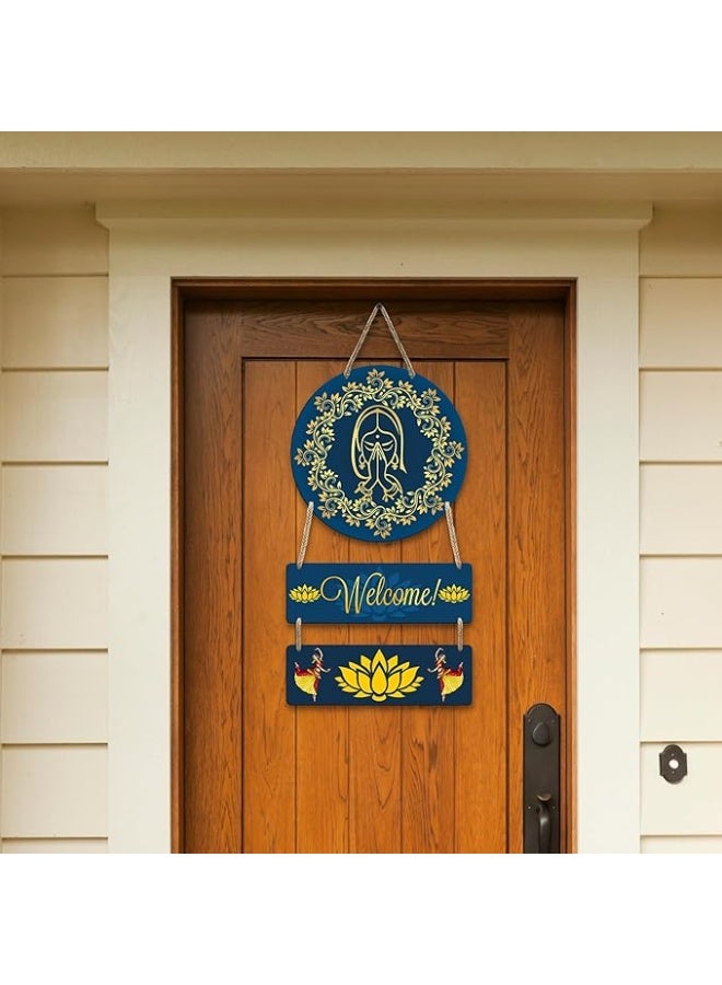 eCraftIndia Namaste Lady Welcome Wooden Wall Hanging Decor| Door Hanging Decorative Item| Home Decor Item | Wall Hanging for Living Room Bedroom Home Decoration Office | Wall Art Gift for Housewarming - Image 2