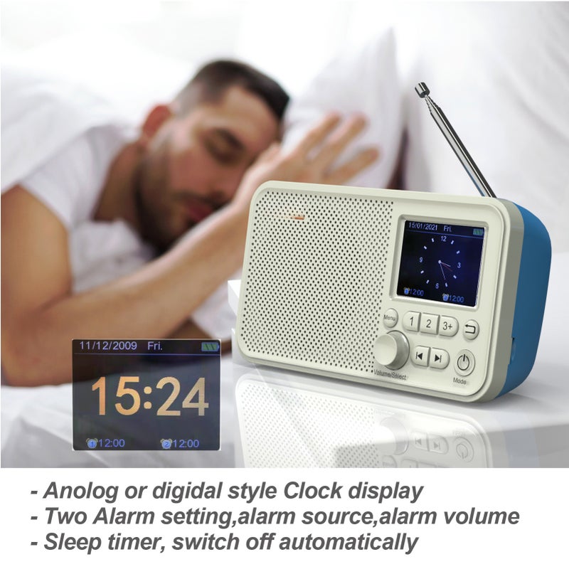 Digital AM FM Radio Portable, Rechargeable Radio Digital Tuner, Supports TF USB Port, Sleep Timer and Hand-Free for Home or Outdoor - Image 5