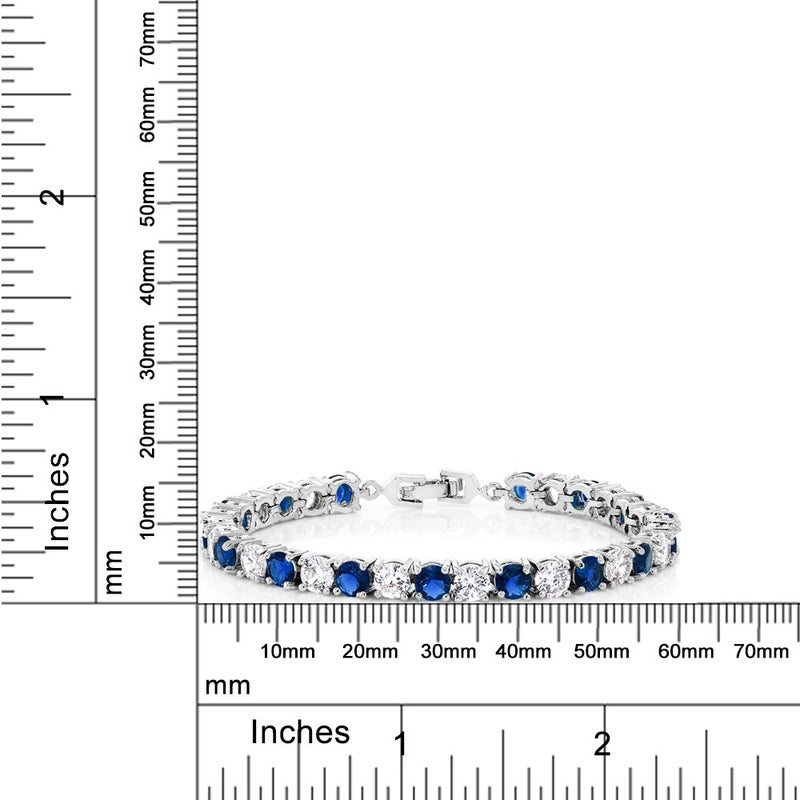 GEM STONE KING Sparkling Multi-Color Round Cubic Zirconia CZ Women's Tennis Bracelet (7.50 cttw, 7 Inch), Blue and White - Image 3