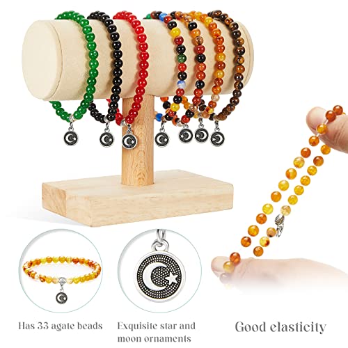 Jadive سلسلة تسبيح إسلامية 7 قطع مع خرزات صلاة للمسلمين، 33 خرزة، 6 مم، سلسلة مسابحة وسلسلة تسبيح، مجوهرات مسلمة للنساء، هدايا إسلامية، هدايا عيد (أسلوب جديد) - Image 3