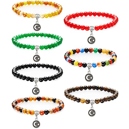 Jadive سلسلة تسبيح إسلامية 7 قطع مع خرزات صلاة للمسلمين، 33 خرزة، 6 مم، سلسلة مسابحة وسلسلة تسبيح، مجوهرات مسلمة للنساء، هدايا إسلامية، هدايا عيد (أسلوب جديد) - Image 1