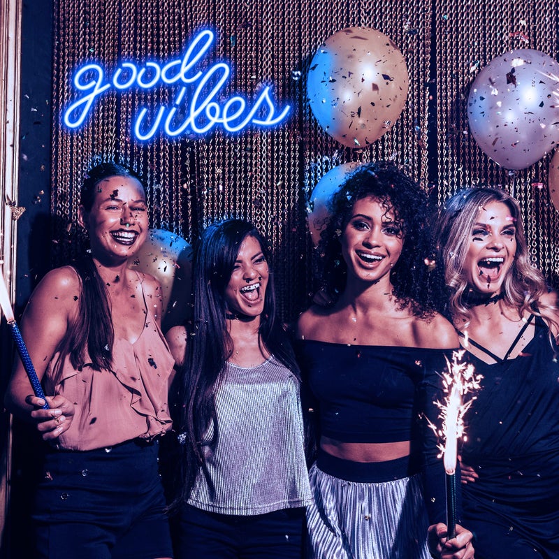 Olekki Blue Good Vibes Neon Sign - LED Neon Signs for Wall Decor, Neon Lights for Bedroom, Neon Wall Signs (16.1 x 8.3 inch) - Image 4
