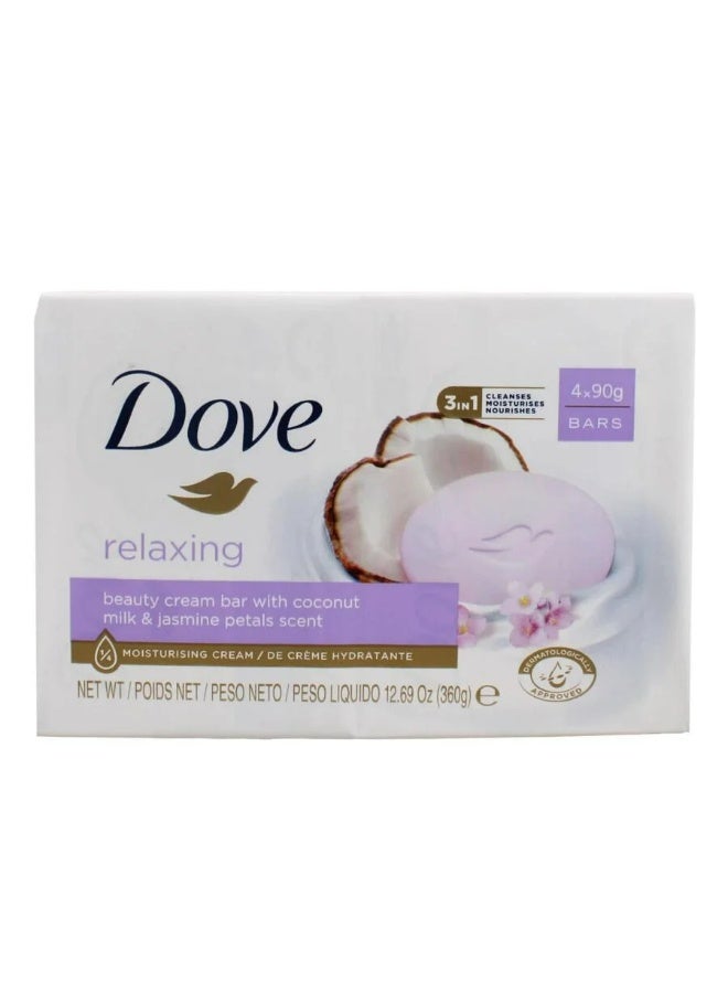 دوف صابون الاسترخاء بحليب جوز الهند والياسمين 90 جم 4 قطعة - Image 1