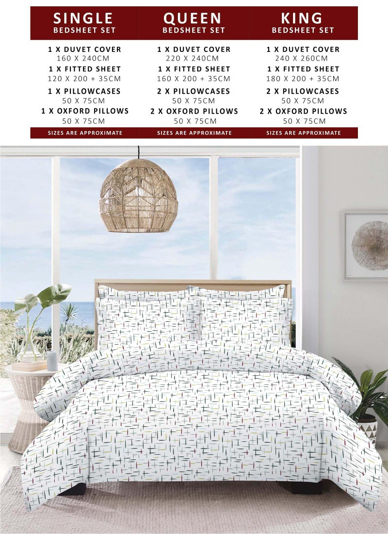 Amali  6 Pieces Bedsheet Set King Size (200 x 200+35cm) Polycotton Including 1 Duvet Cover 1 Fitted Sheet 2 Oxford & 2 Standard Pillowcases Durable & LongLasting Quality - Image 2