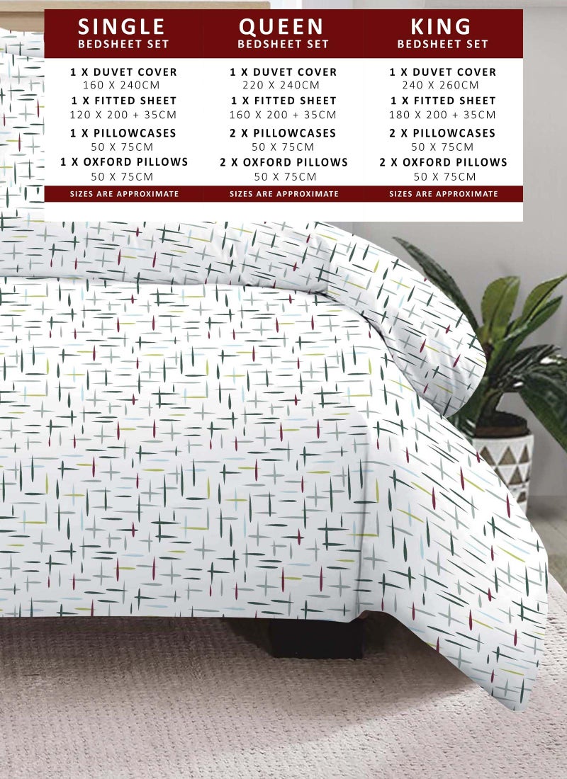 Amali  6 Pieces Bedsheet Set King Size (200 x 200+35cm) Polycotton Including 1 Duvet Cover 1 Fitted Sheet 2 Oxford & 2 Standard Pillowcases Durable & LongLasting Quality - Image 3