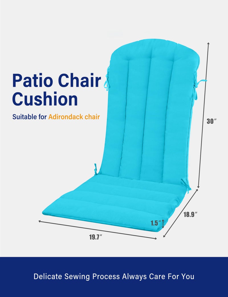 YEFU Adirondack Chair Cushion, Rocking Chair Cushions with Straps, Folding Patio Chair Pad for Indoor and Outdoor, 19.7x18.9x1.5 Inch, Aruba, 4-Pack - Image 2