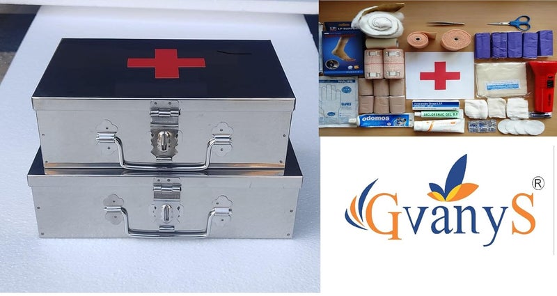 GvanyS Stainless Steel Rectangular Empty Medicines StorageFirst Aid Box For all use Set of 2 pic Silver color 1st 9 inch 2nd10 inch - Image 2